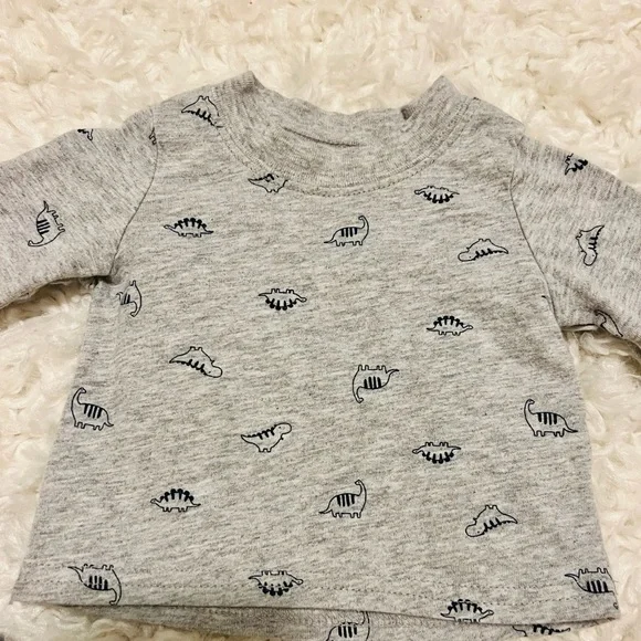 Baby Boys' 2 Piece Dinosaur Overall Set Grey - Picture 5 of 5